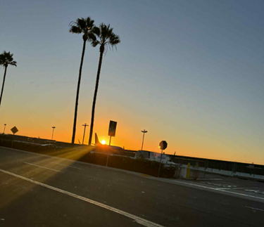 Shot driving away from airport San Diego